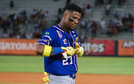 Ronald Acuña Jr. sufrió su primera expulsión de la zafra en el beisbol venezolano. (Cortesía)