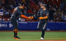 César Salazar dio el jonrón ganador del Juego 3 en los Playoffs LMP 2026 entre Naranjeros y Charros. (Cortesía)