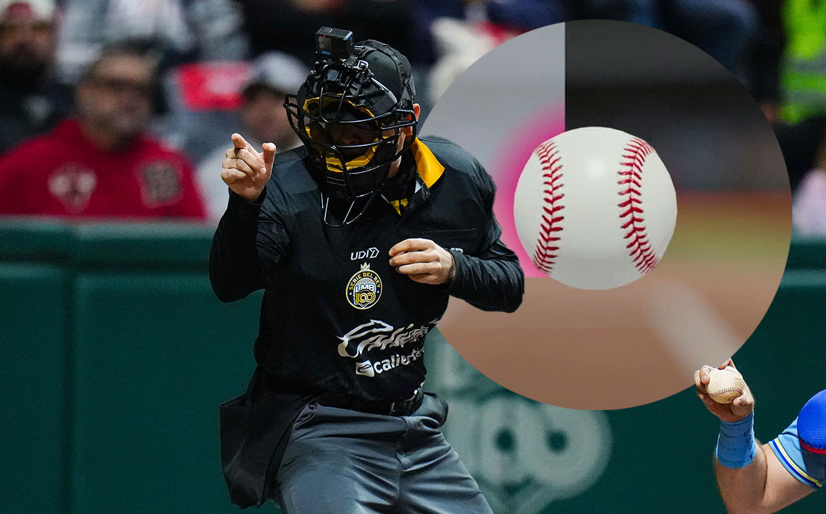 Umpire de la Liga Mexicana de Beisbol marcando un strike durante la Serie del Rey 2025 entre Diablos Rojos del México y Charros de Jalisco