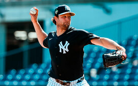 Gerrit Cole en su debut con Yankees durante el Spring Training MLB 2026 (FOTO: MLB.com)
