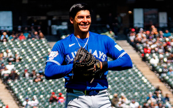 Brandon Valenzuela durante su debut en la MLB con Toronto Blue Jays (FOTO: X/BlueJays)