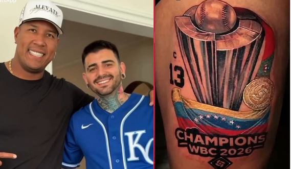 Salvador Pérez y su espectacular tatuaje del título del Clásico