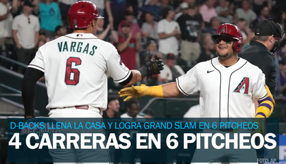 ¡En solo 6 pitcheos D-Backs llena la casa y pega Grand Slam!
