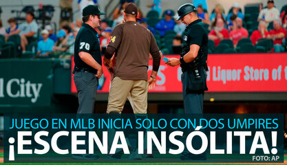 ¡Insólito en Grandes Ligas! El juego Padres vs. Rangers comenzó con solo dos umpires